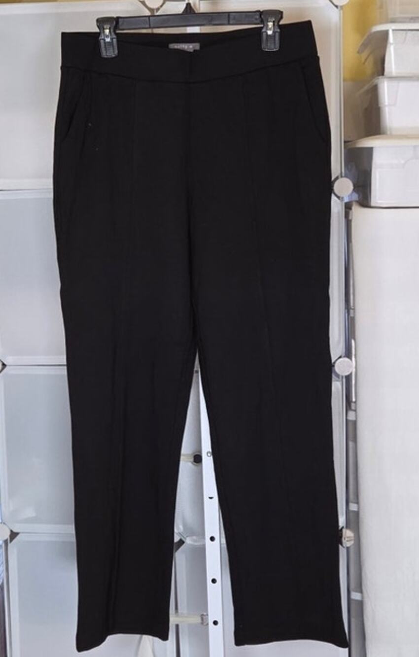 Mattie M Brand Supple Flat Elastic Waist Pull On Dress Pants Pockets sz L NWOT